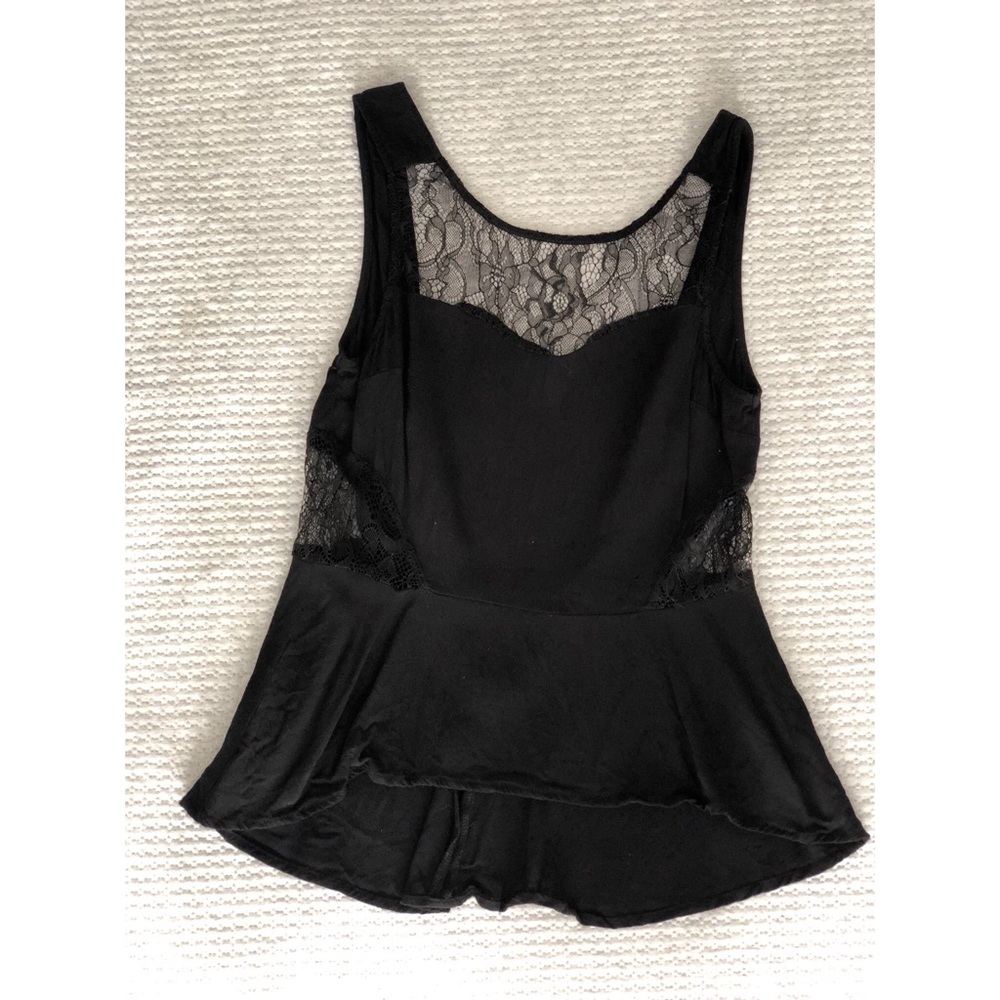 Black lace cutout tank